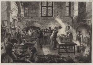 Nøden i Coventry, uddeling af suppe til nødstedte vævere i køkkenet i St Mary